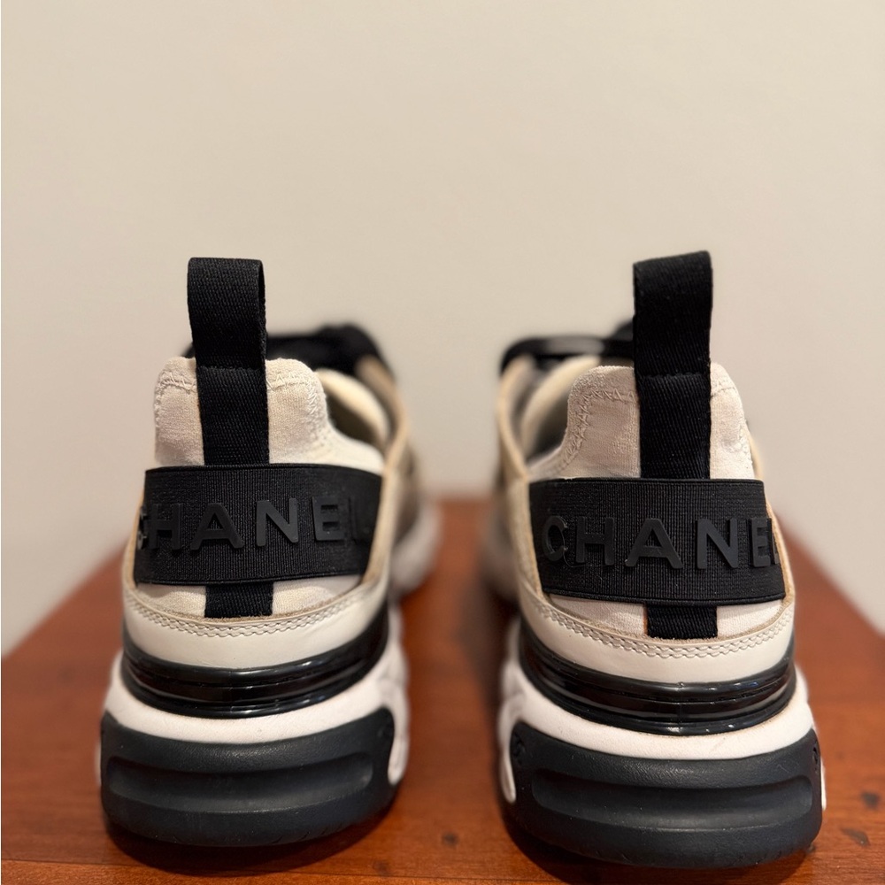 Chanel Cream & Black Suede Sneakers 37 - Picture 5 of 7
